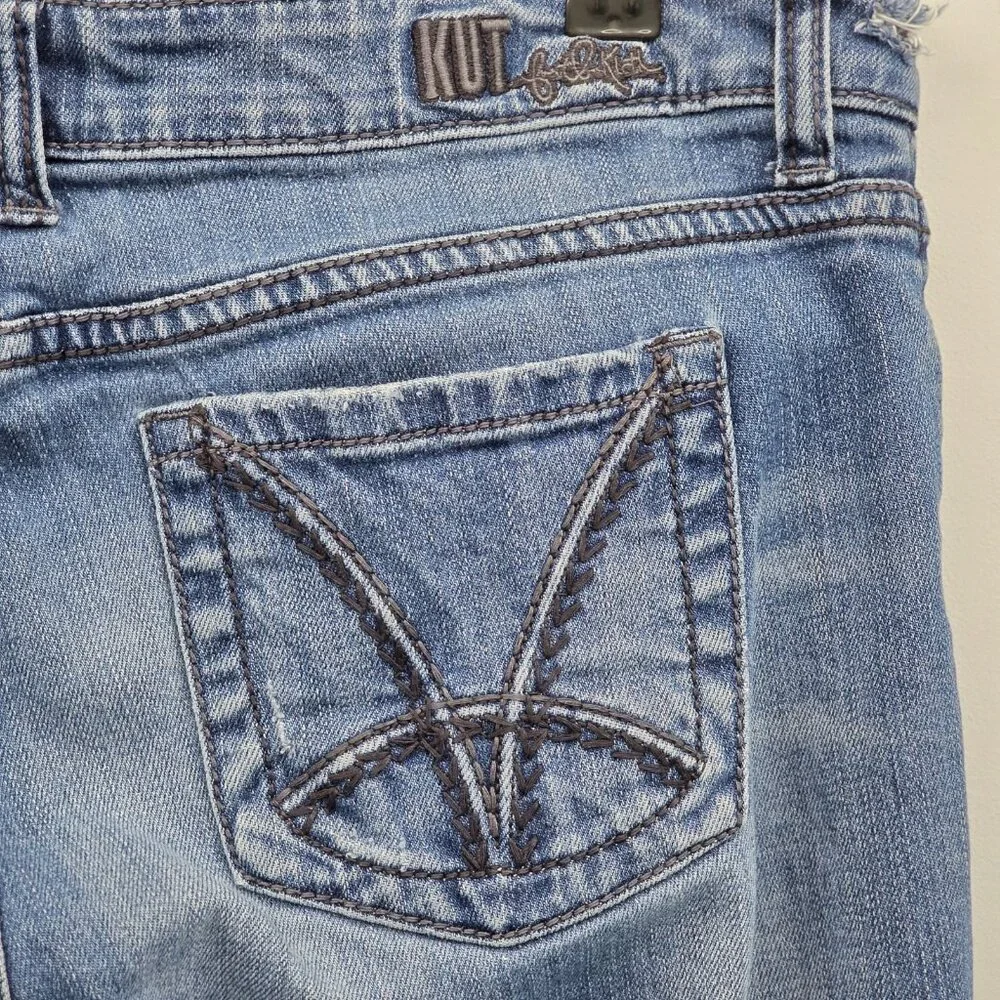 KUT from the Kloth Womens 10 Blue Skinny Jeans Distressed Stretch Mid Rise Denim